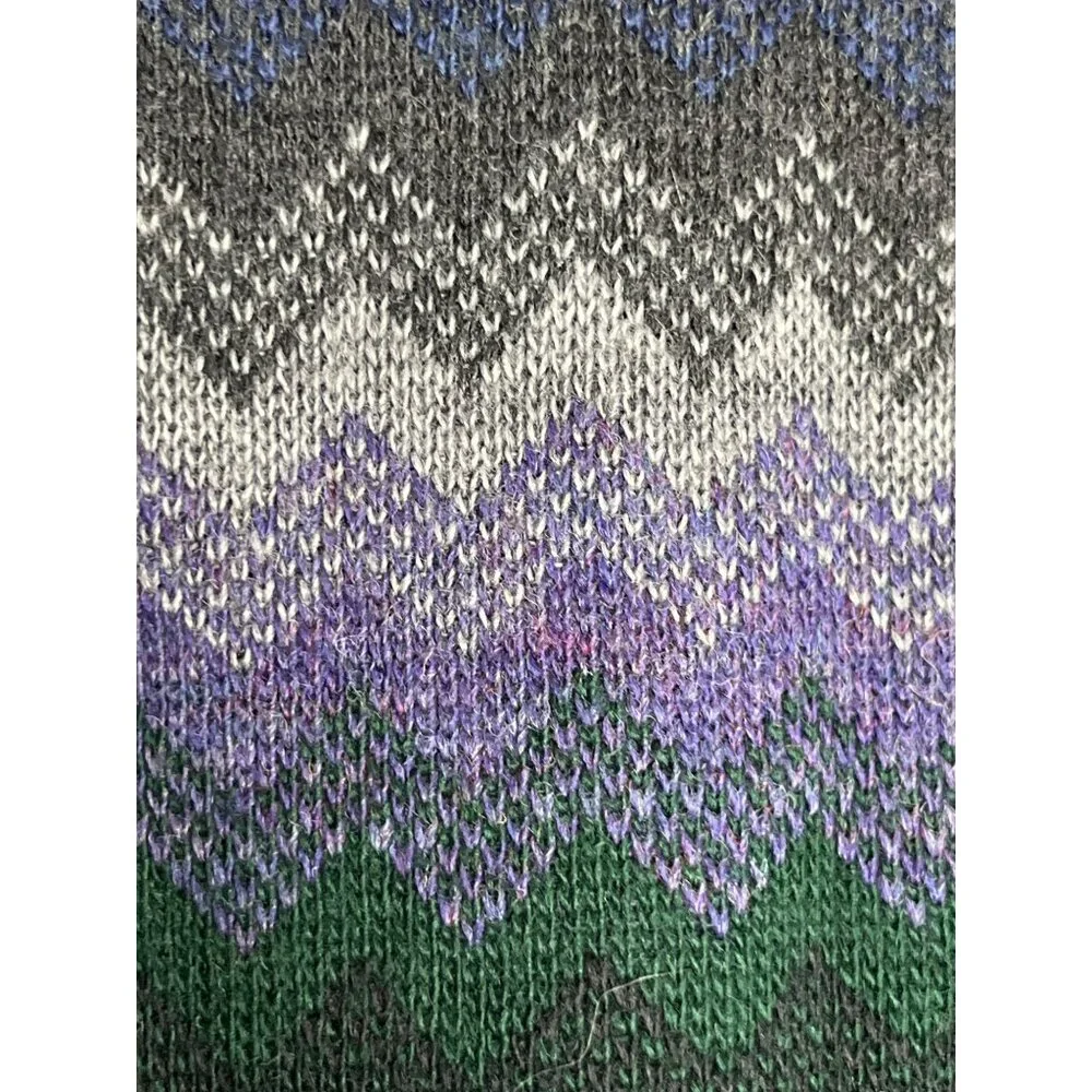 Vintage Florence Tricot Made in Italy Purple Black Wool‎ Blend Chevron Sweater M
